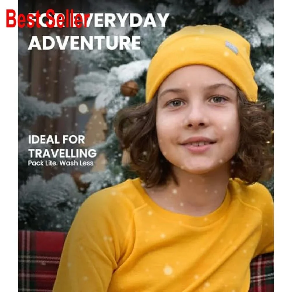 Merino Wool Beanie Kids Unisex Cuff Cap Breathable Sensitive Skin Winter